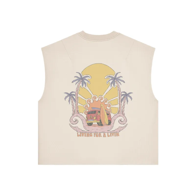 LivingForALivin SURFVAN TANK TOP in heavyweight cotton French terry with raw hems