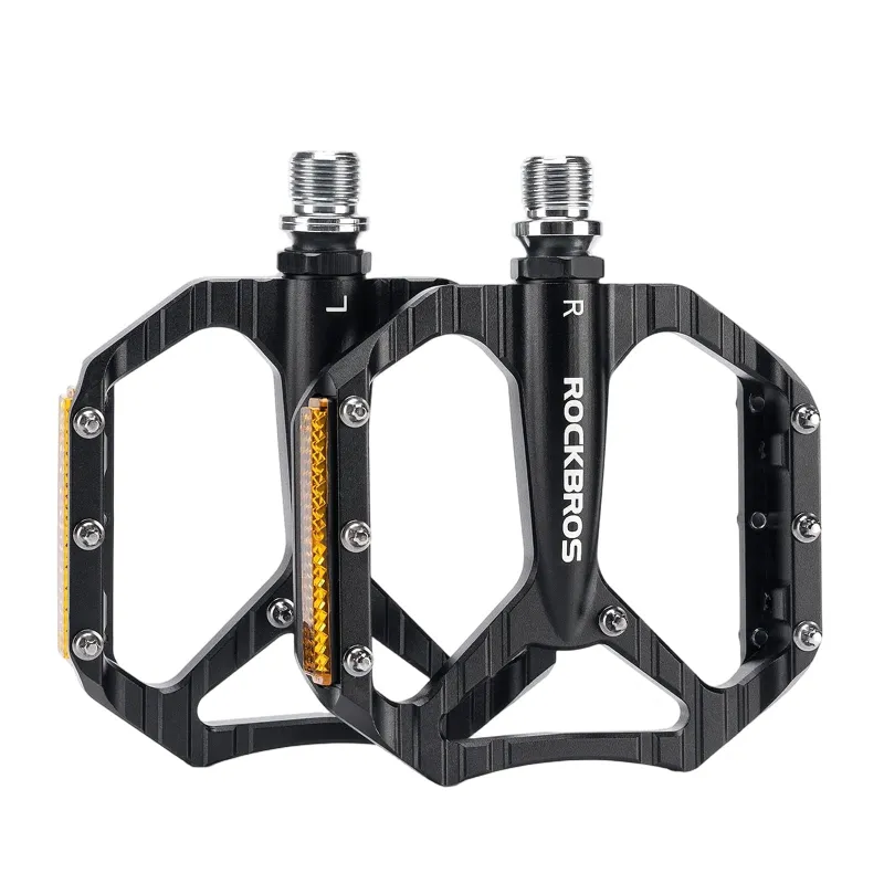RockBros US Aluminum Alloy Lightweight Reflective Bike Pedals with reflective safety strips
