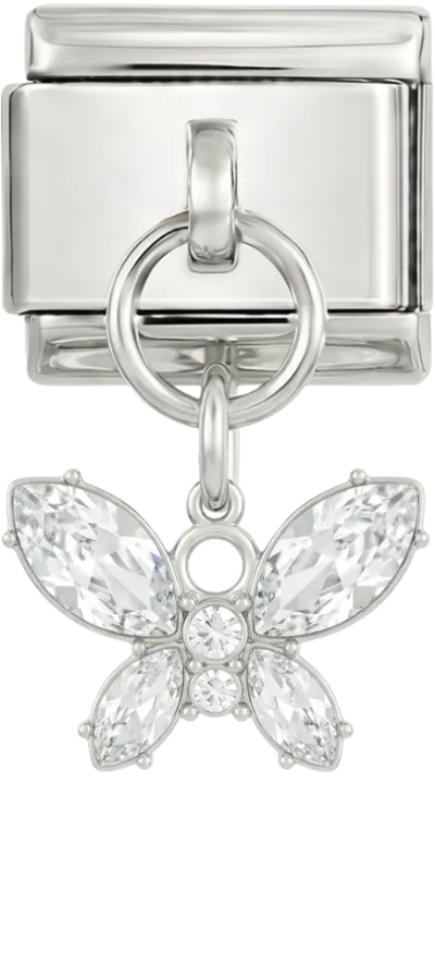 Charms Official Butterfly Hanging on Silver dangling charm bracelet accessory