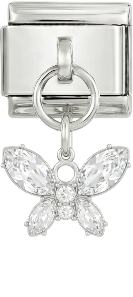 Charms Official Butterfly Hanging on Silver dangling charm bracelet accessory
