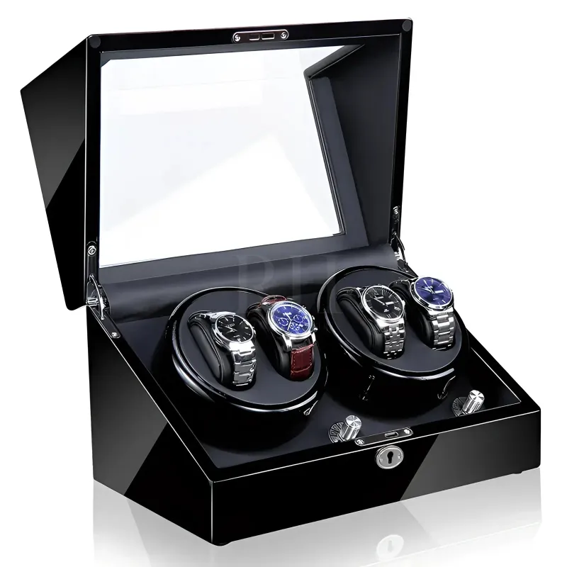 Rotation Horlogère Remontoir de montre automatique Le Gardien du Temps, four-watch winder with display window
