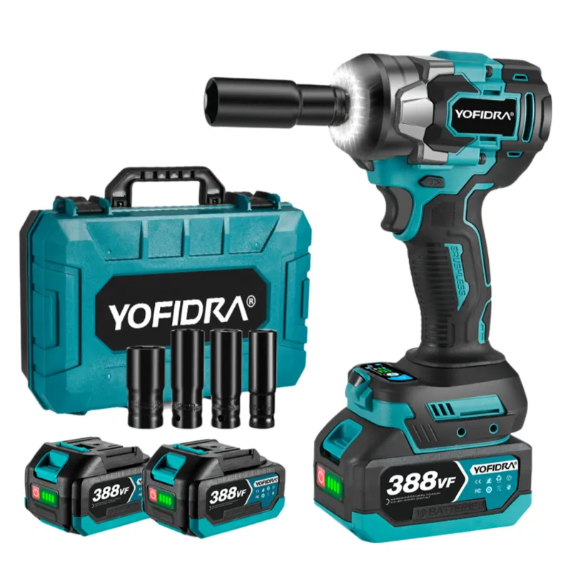 NewBeny 1/2" 1200N.m brushless cordless impact wrench, close-up of motor and chuck