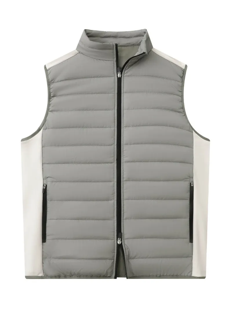 DTWOOO Waterproof Performance Vest in Light Grey, quilted golf vest with stretch sides