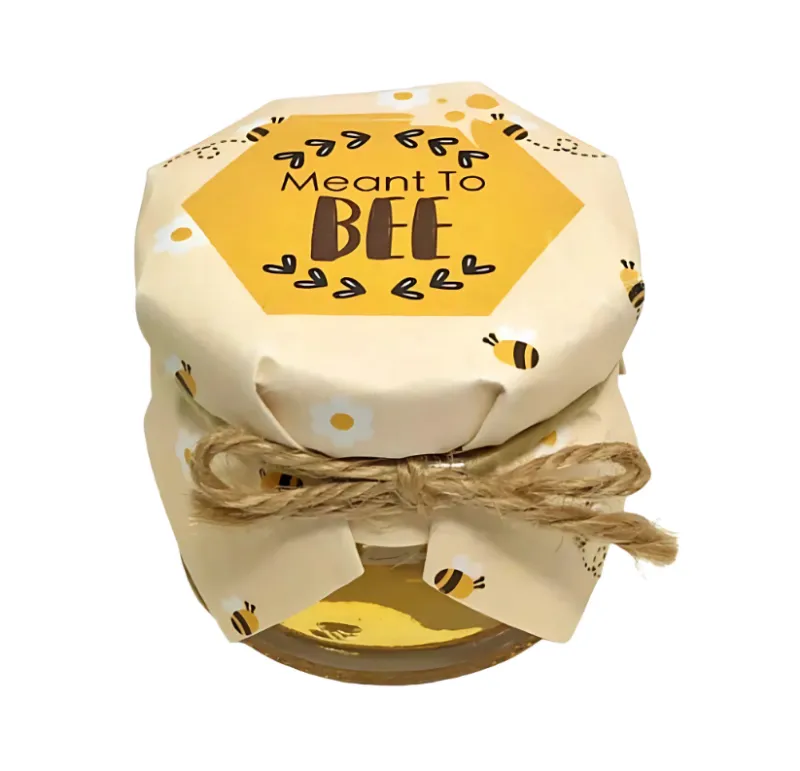 HoneySpree Meant to Bee mini honey jar with romantic couple-themed design