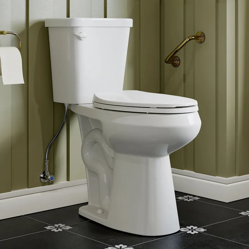 HOROW E02S elongated two piece toilet with jet siphon flush and ADA height