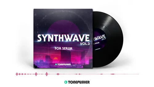 Tonepusher Synthwave vol.2 artwork with vintage 80s neon aesthetics