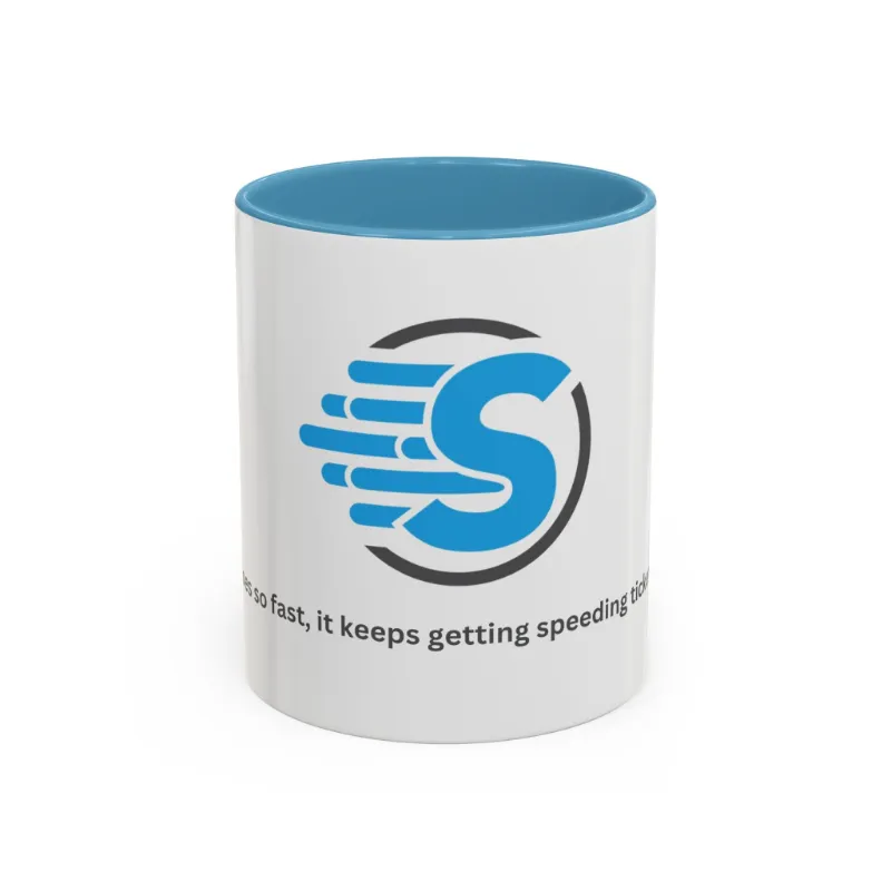 SwiftNetllc Accent Coffee Mug in two-tone ceramic with colored handle and rim