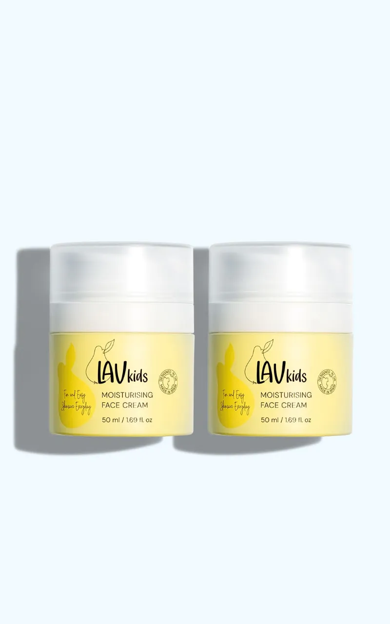 Lav Kids Moisturising Face Cream Value Pack, two tubs of gentle kids' face cream
