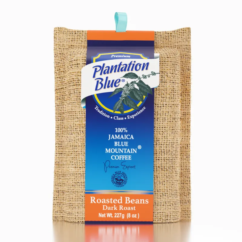 Plantation Blue Coffee Plantation Blue 100% Jamaica Blue Mountain Coffee Dark Roast Whole Beans 8oz JACRA Certified