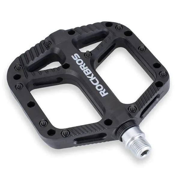 RockBros US Anti-Slip Wide Nylon Comfort Bike Pedals with black composite body and anti-skid pins