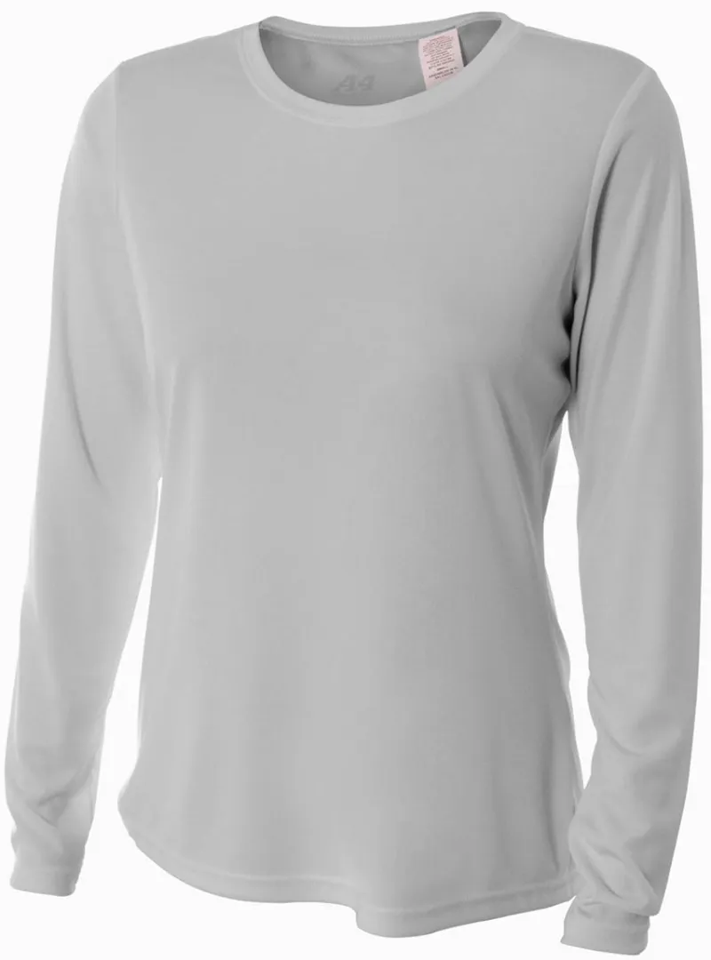 Do It Tennis A4 Women's Performance Long-Sleeve Crew Neck Shirt in Silver