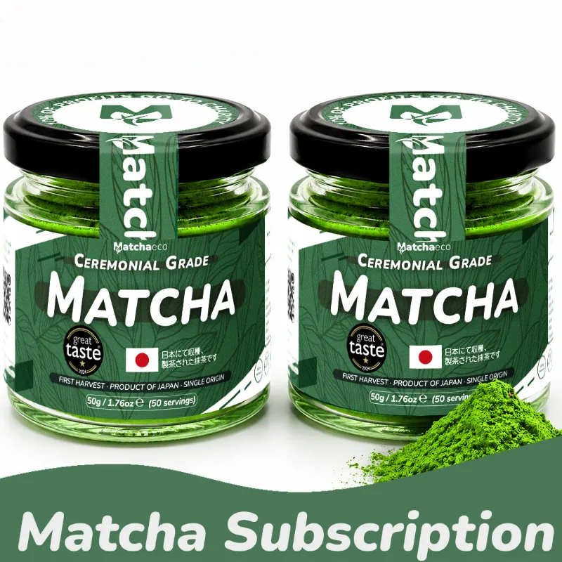 Matchaeco Ceremonial Matcha Green Tea Powder 100g Subscription, large pouch of ceremonial grade matcha powder
