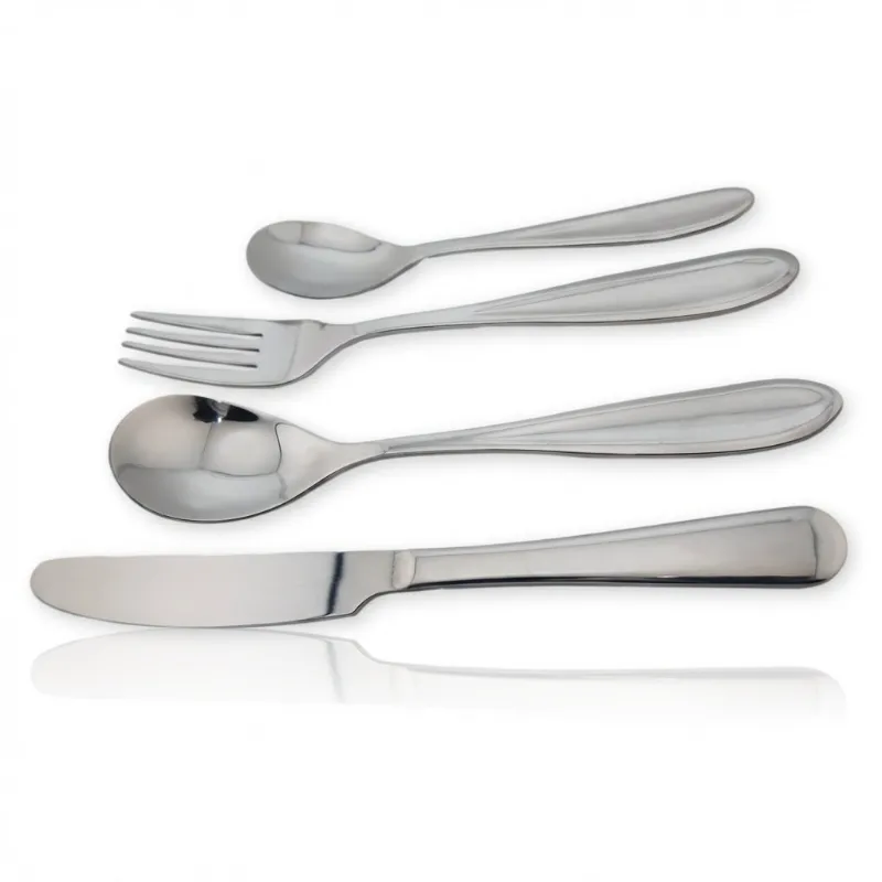 Valtcan Titanium Flatware Set no logo, four pieces arranged on a plate