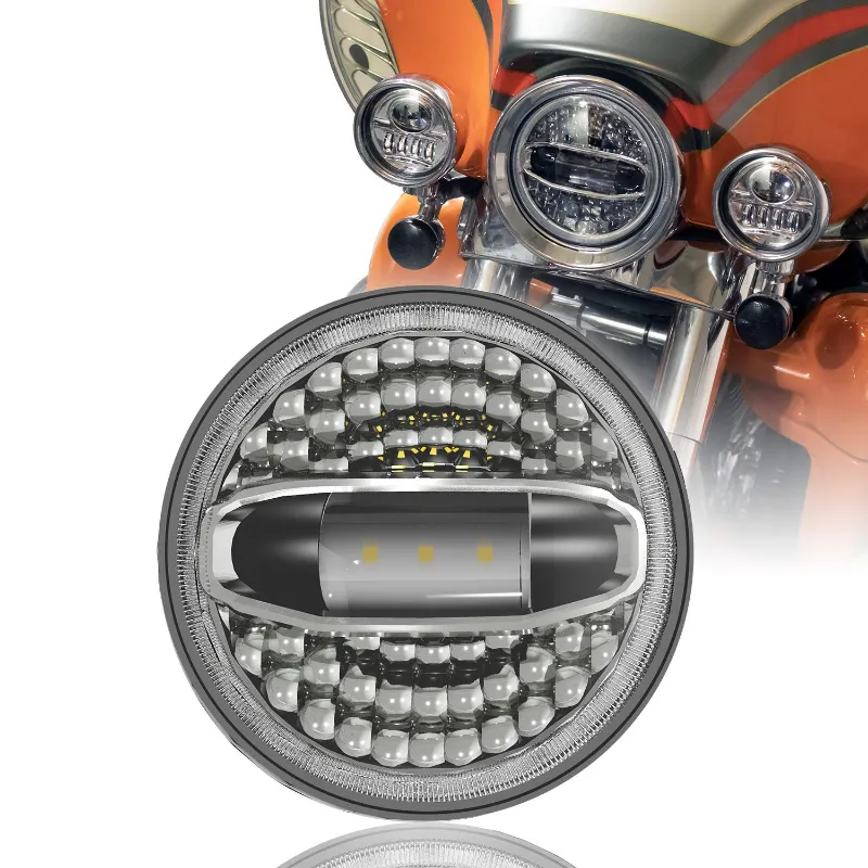 Sunpie 7 inch 5D Lens DOT 108W LED Headlight with white halo for Harley Davidson motorcycle