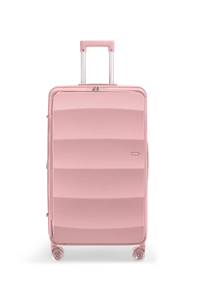 4MYTU Tank Lite Max Trunk in Blush Pink, large hard-shell suitcase with top-opening lid