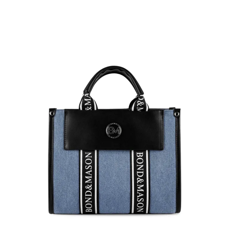 Bond & Mason The Camille Handbag (Blue/Black) product photo showing blue and black handbag