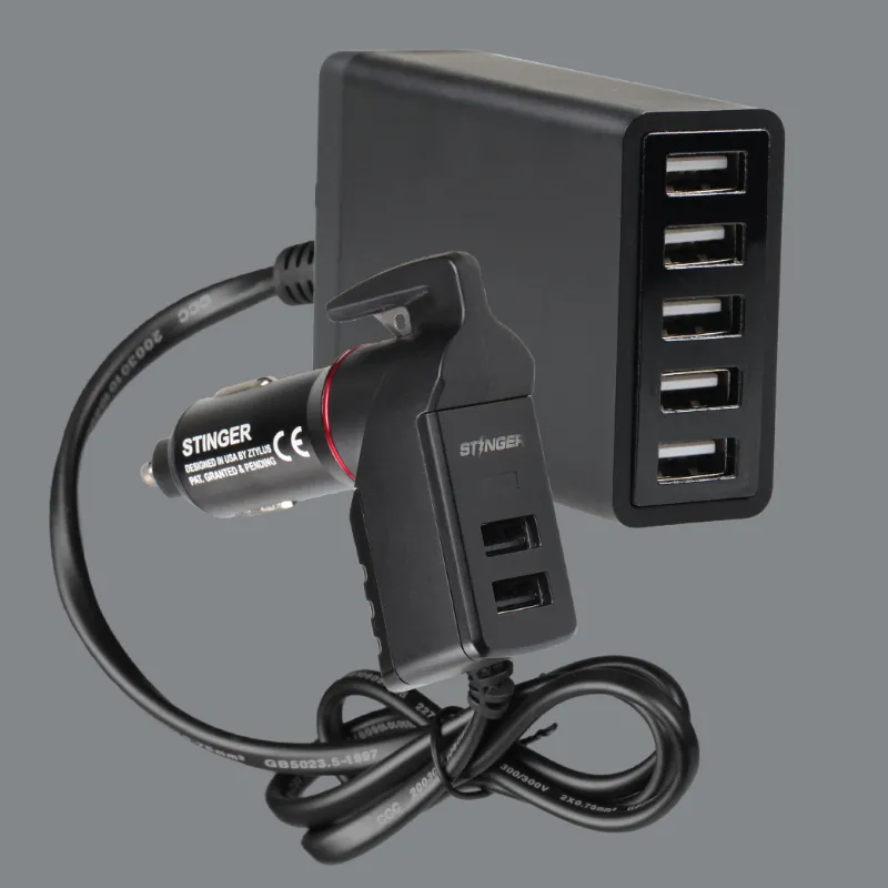The Stinger Tools Stinger Car USB Hub Emergency Escape Tool mounted in dashboard