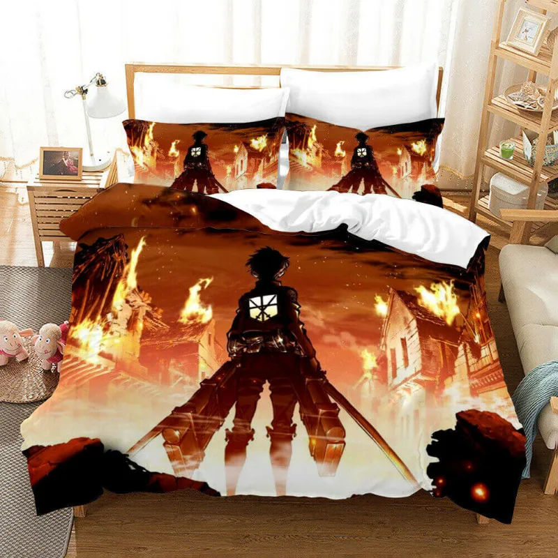 EBuycos Anime Attack on Titan Bedding Set Quilt Covers Without Filler