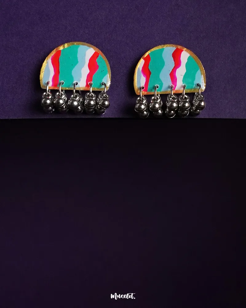 Muselot Aabshaar hand-painted earrings in traditional design