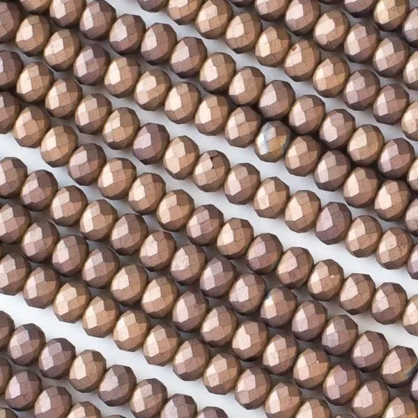 Cherry Tree Beads Matte Opaque Bronze Faceted Rondelle Beads, a strand of small bronze faceted beads