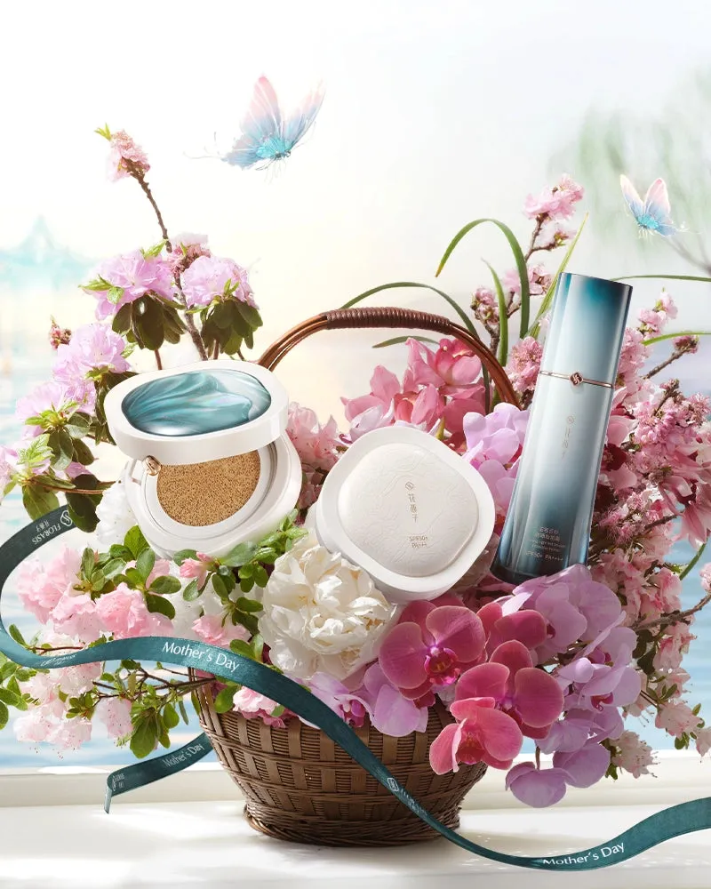 Florasis Mother's Day Limited Sunshield Set with foundation, powder, primer, and skincare gift products