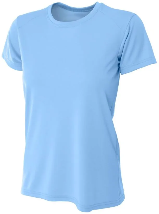 Do It Tennis A4 Women's Cooling Performance Crew Neck Tee (Light Blue) - light blue performance tee shirt