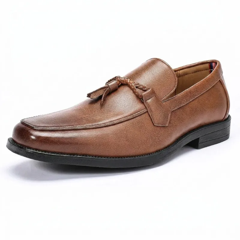 Cloudstyle AUSTIN MILL Men's Tassel Loafers Slip-On Dress Shoes in black with tassel detail