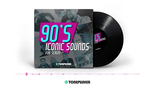 Tonepusher 90's Iconic Sounds, 50 Serum presets recreating classic 90s electronica on a product card