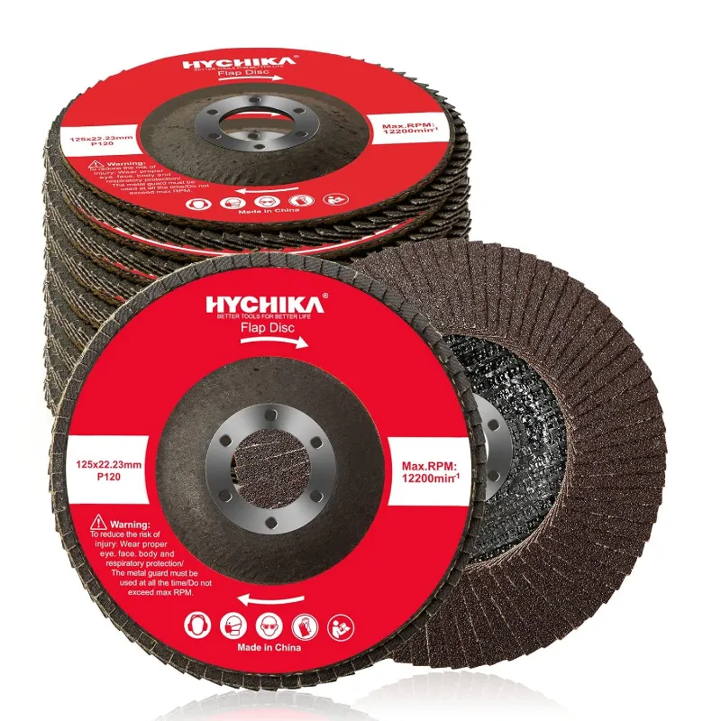 HYCHIKA 125mm flap discs, 120 grit angle grinder sanding discs for metal finishing