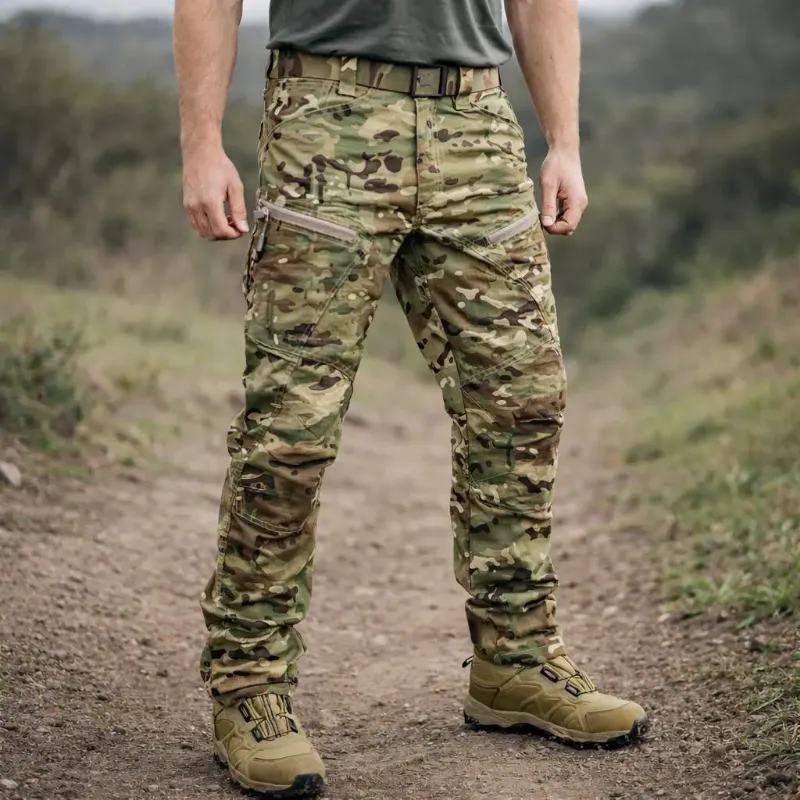 Falour Men's Outdoor Waterproof Multicam Pants Urban Pro Stretch Tactical Pants in camouflage pattern