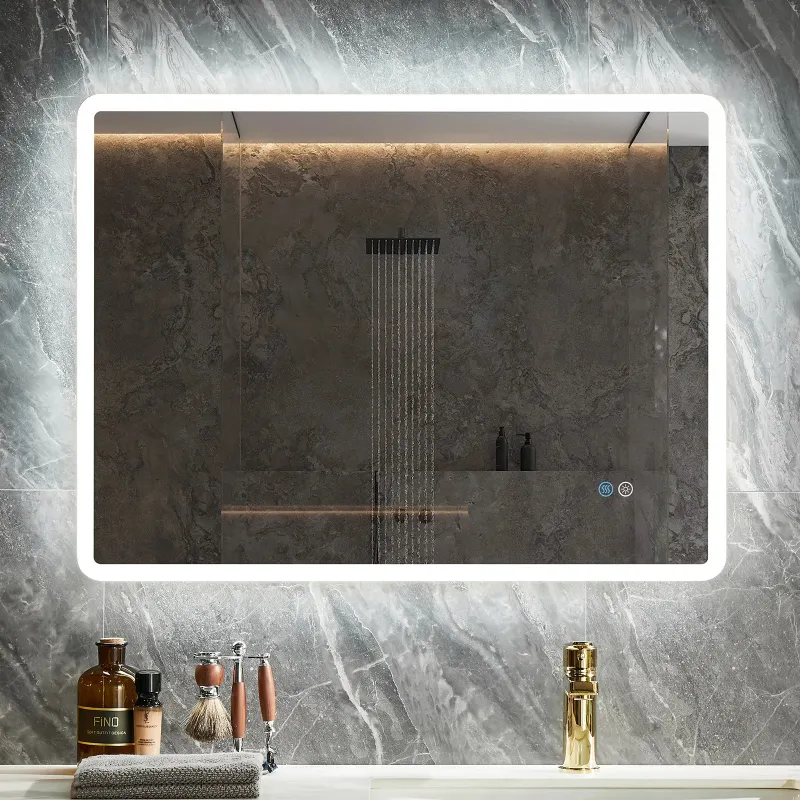 HOROW Rectangular Bathroom Mirror AM5070S with acrylic LED strip lit