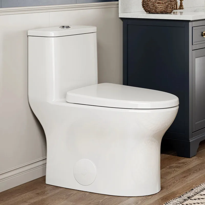HOROW Dual Flush One Piece Toilet Model T0356W with built-in child seat and rimless bowl in a bathroom