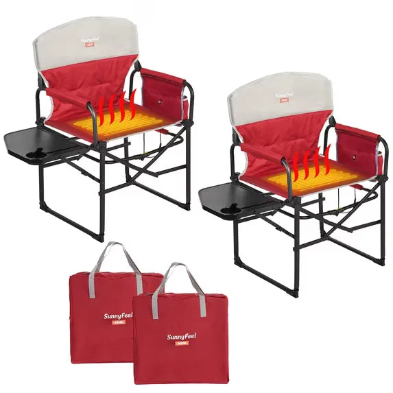 SunnyFeel Outdoor Heated Director's Chair 2 Pack Red outdoors