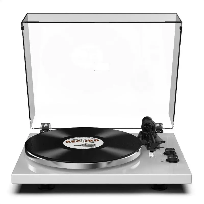 Retrolife Audiophiles Turntable with Bluetooth Output and MM Cartridge HQKZ-006 White with clear dust cover