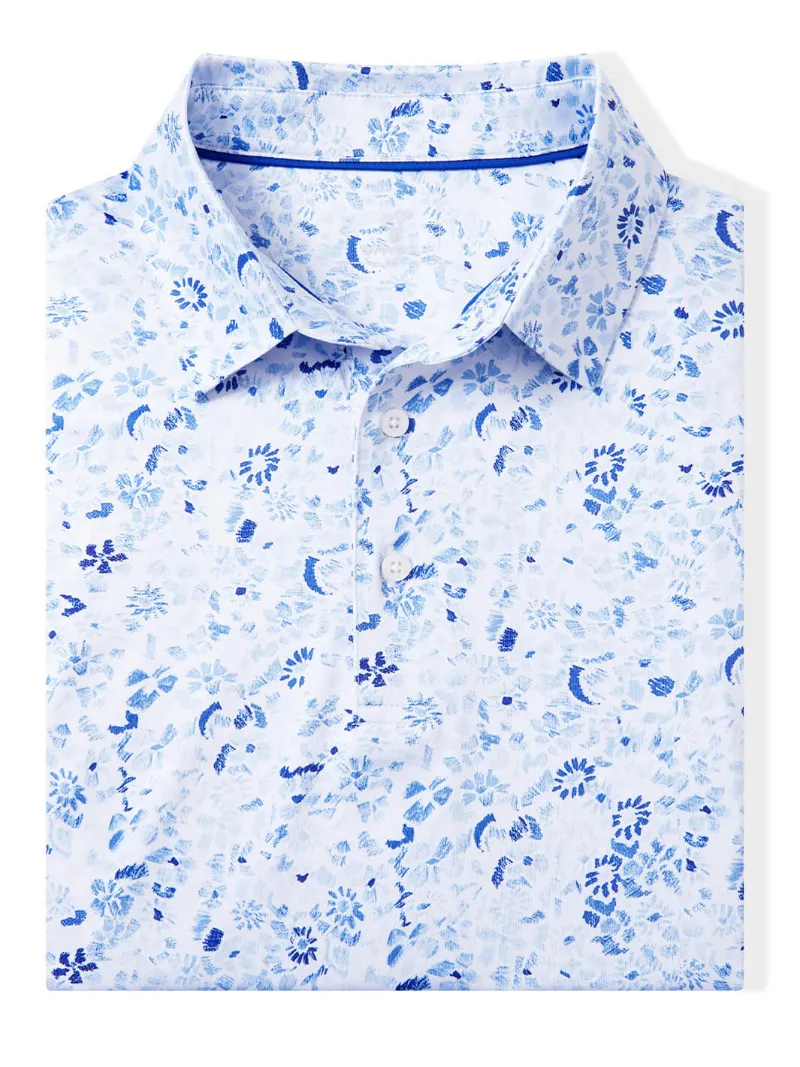 DTWOOO Men's Print Performance Polo in Flowermist print