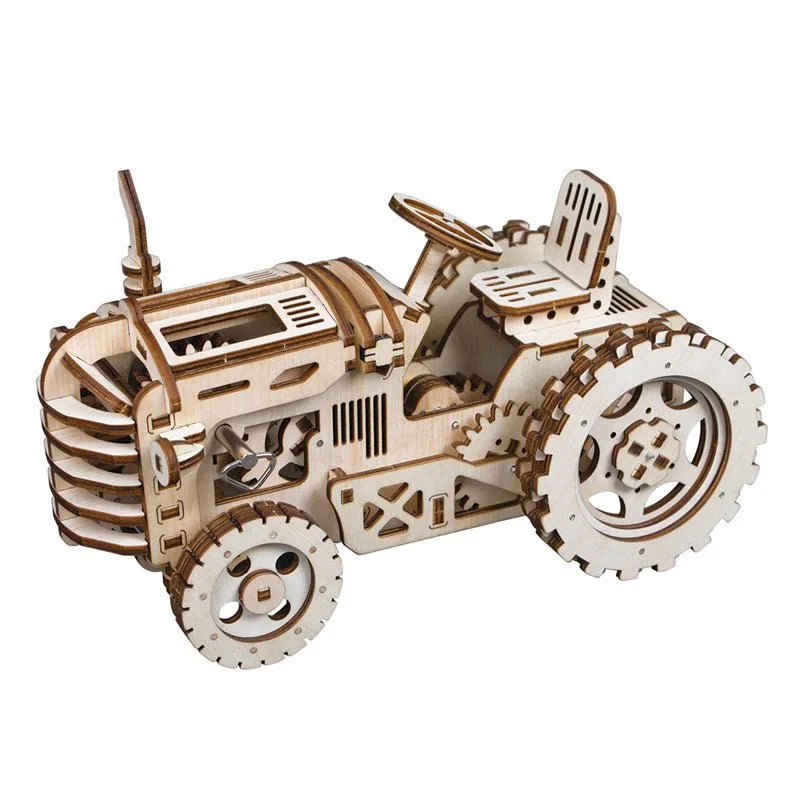 Varvikas 3D Wooden Mechanical Puzzle Kit, Tractor (RK003e) wooden farm machinery