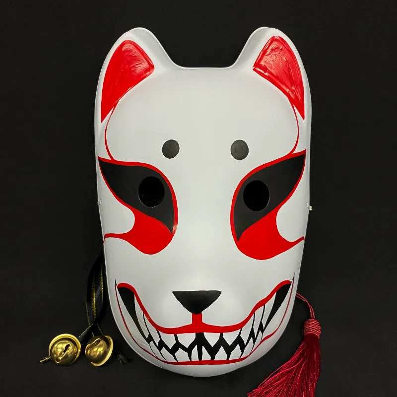 Foxtume Kitsune Mask - The Beast hand-painted fox mask with sharp teeth and glowing eyes