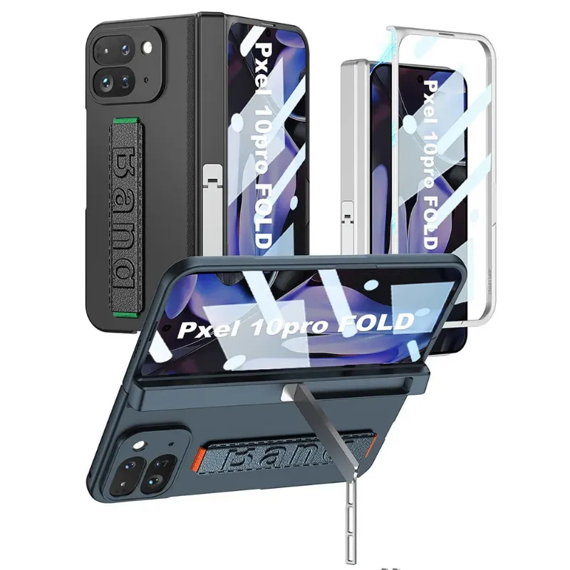 The Pixel Case Band Grip Kickstand Case for Pixel 10 Pro Fold with hand strap and stand