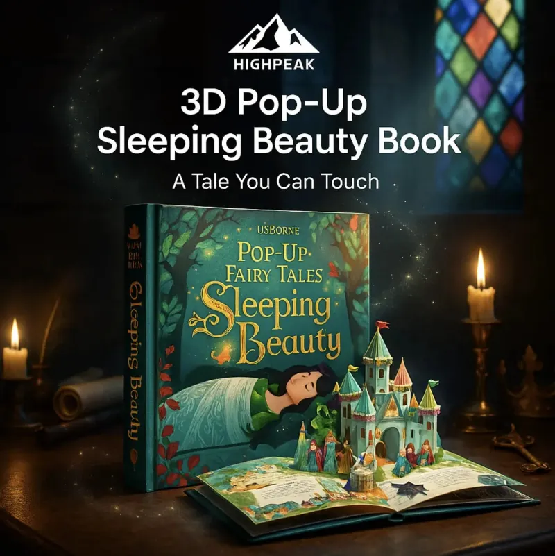 HighPeak 3D Pop-Up Sleeping Beauty Book open to a pop-up castle scene