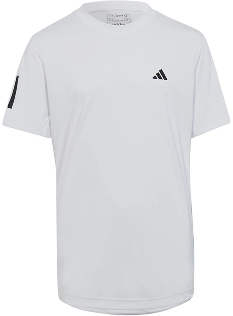 Do It Tennis Adidas Boys Club 3-Stripe Tennis Tee (White) front view of boys tee