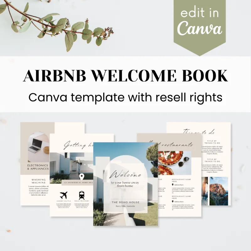 Purpose PLR Airbnb Welcome Book Template, sample welcome guide pages