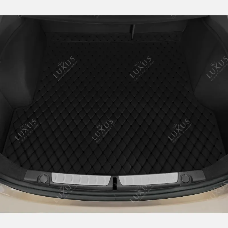 Luxus Car Mats Black Diamond Luxury Boot Trunk Mat showing diamond stitching pattern