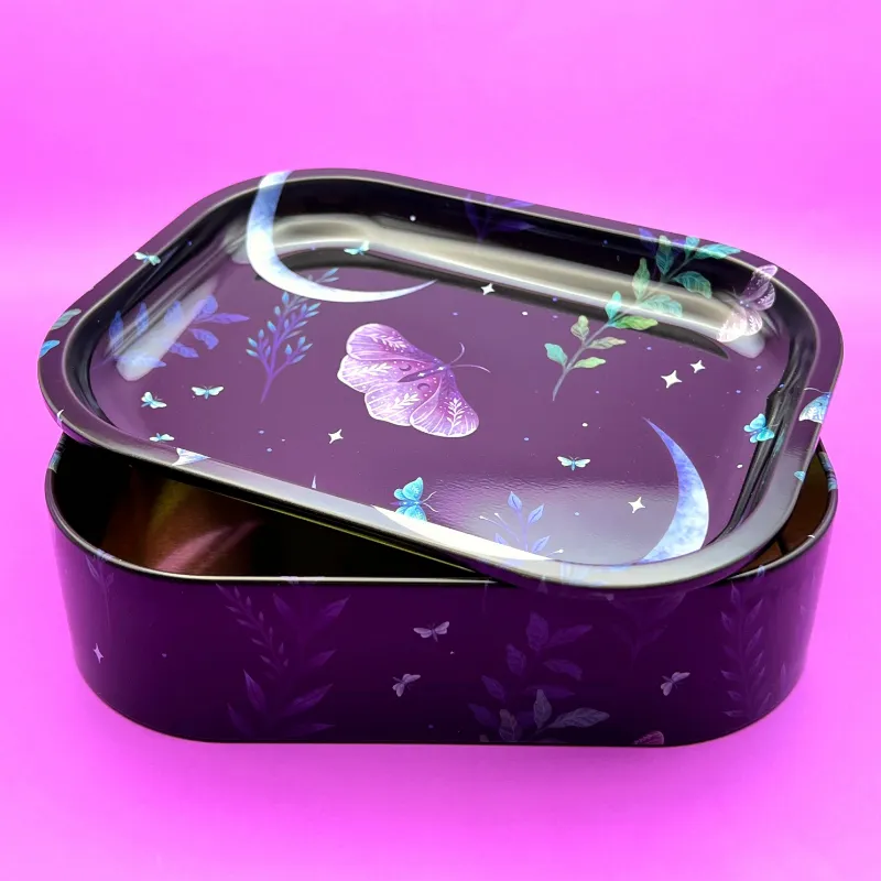 High Dreams Stash Box Moon & Butterfly with whimsigoth design and rolling tray lid