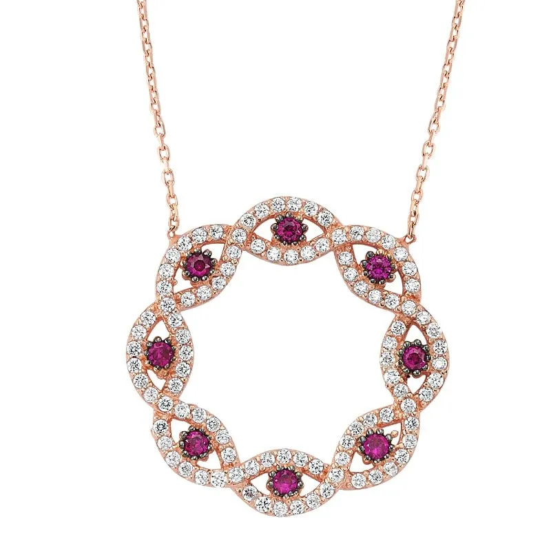 Amorium Jewelry Dainty Pink Ivy Silver Necklace Pendant in Rose Gold with crystal-adorned ivy leaf pendant