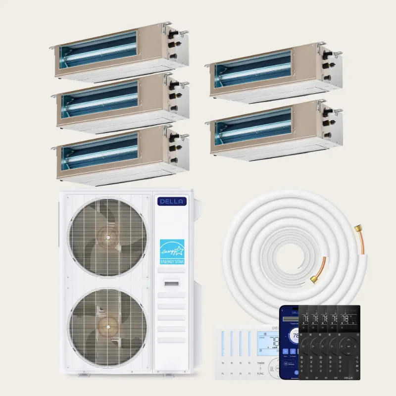 Della Home 48000 BTU five zone concealed ducted mini split heat pump air conditioner