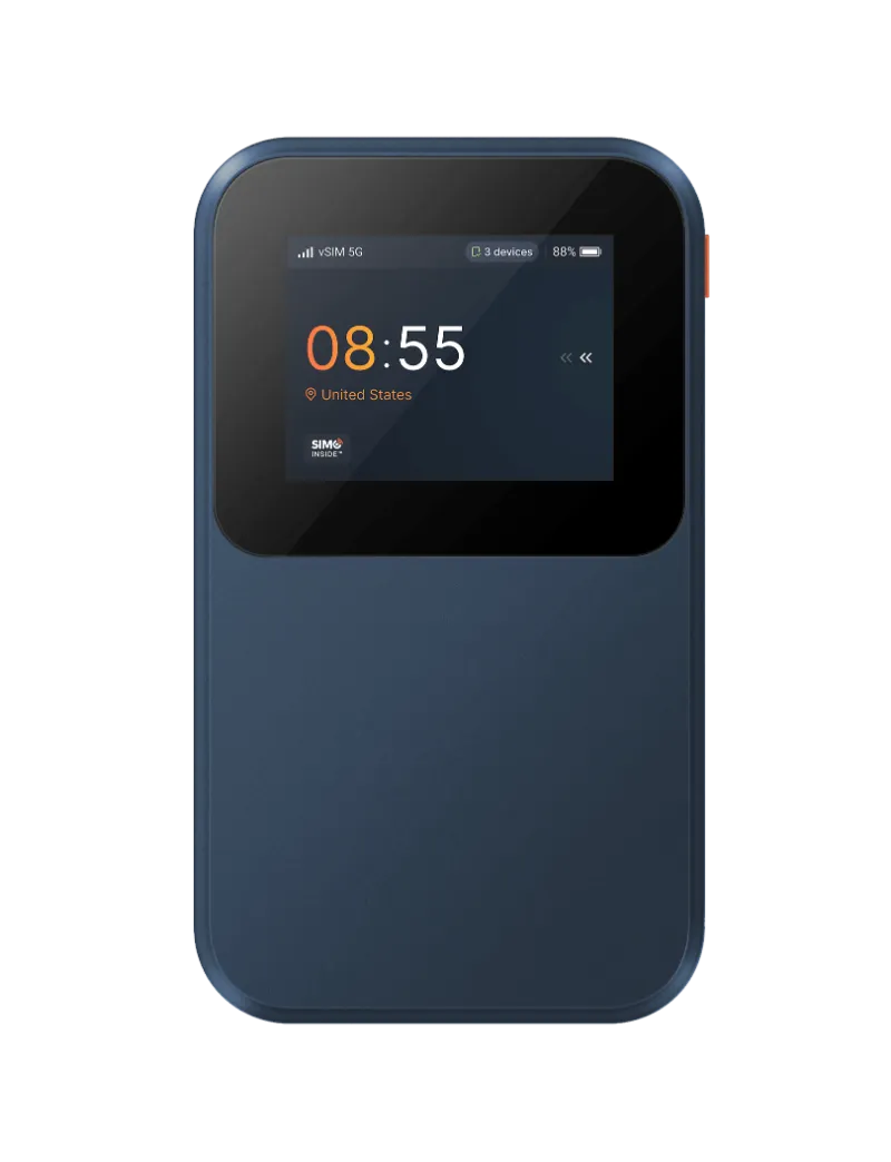SwiftNetllc 5G Gold portable hotspot device with touchscreen, pocket-sized multi-carrier internet for travelers
