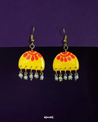 Muselot Basantika handcrafted earrings in nickel silver and resin