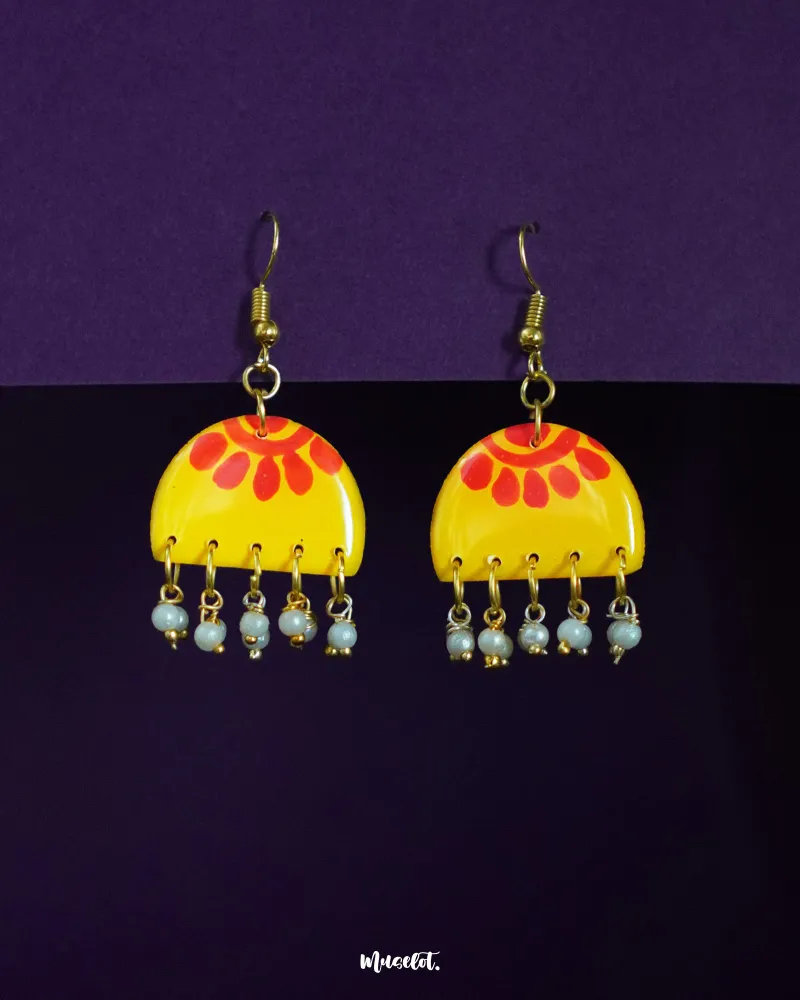 Muselot Basantika handcrafted earrings in nickel silver and resin