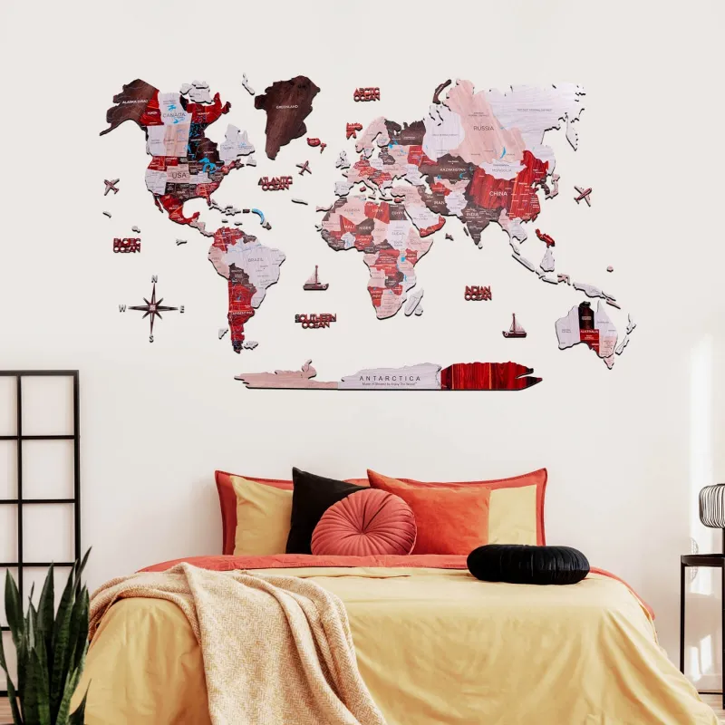 Enjoy The Wood 2D Wooden World Map Urban with clean neutral design