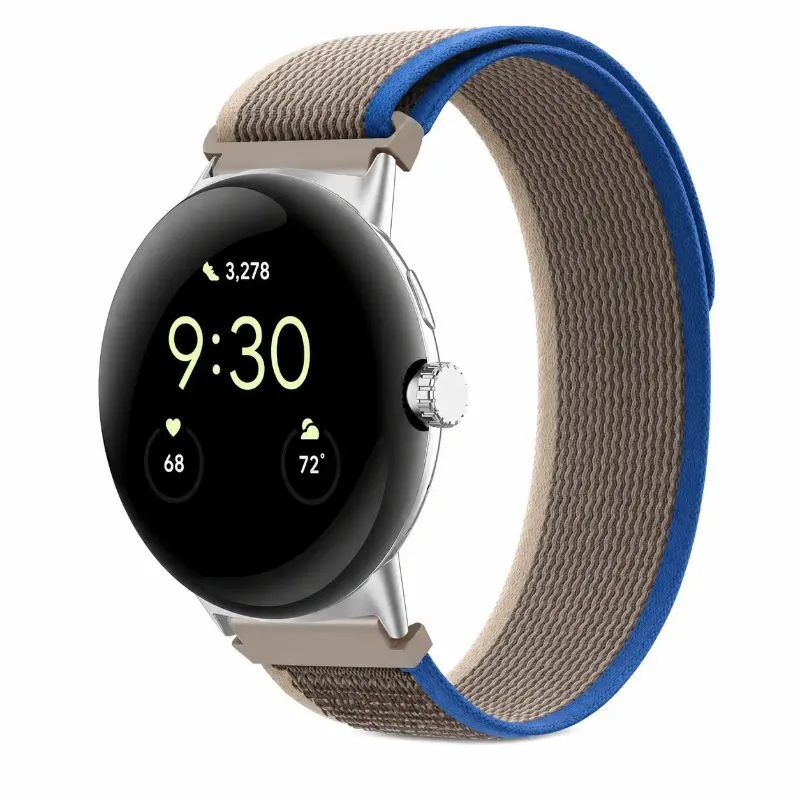 The Pixel Case Adjustable Nylon Band for Google Pixel Watch in woven fabric finish